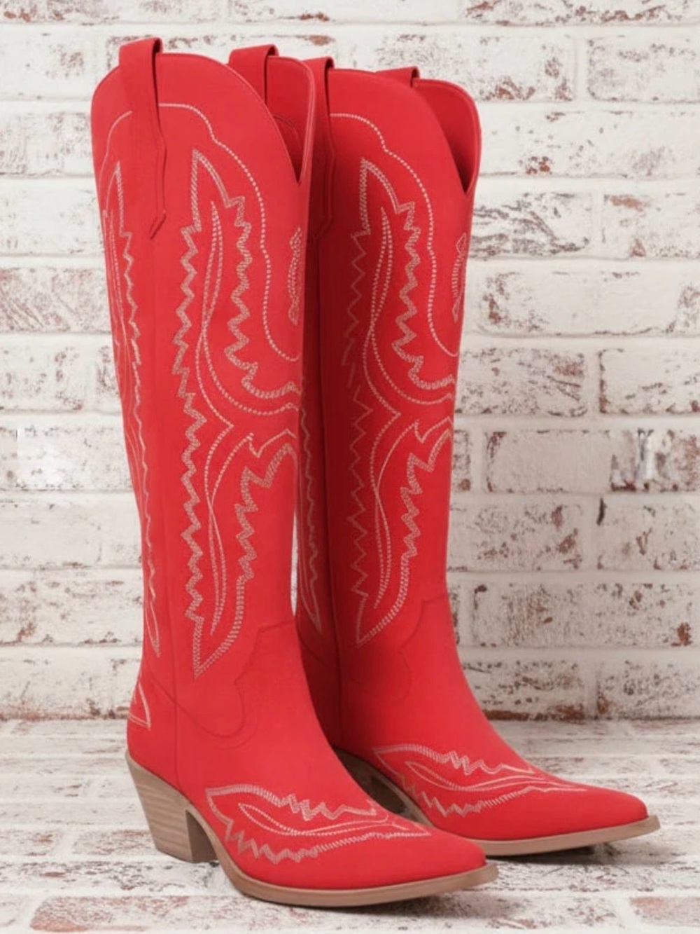 Red Tall Western Boots for Women